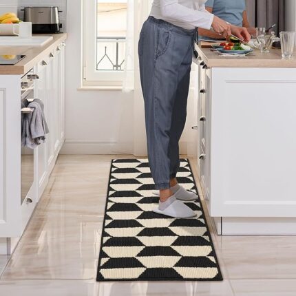 Athr Modern Checkered Kitchen Rug Set – Bold & Functional Design